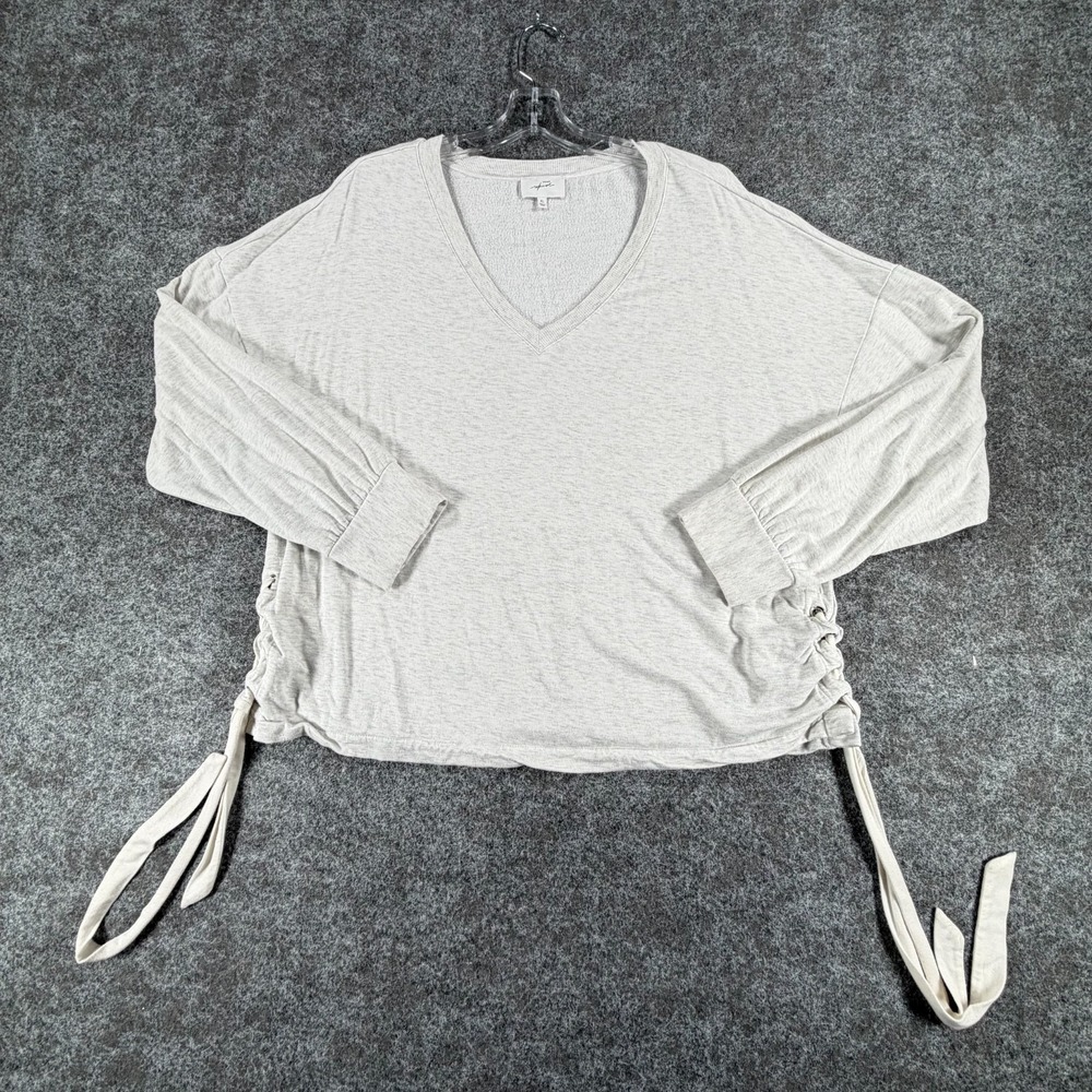 Soma Sweatshirt Womens XL Gray Stretch Fleece‎ Lined Side Lace Up V Neck Cozy